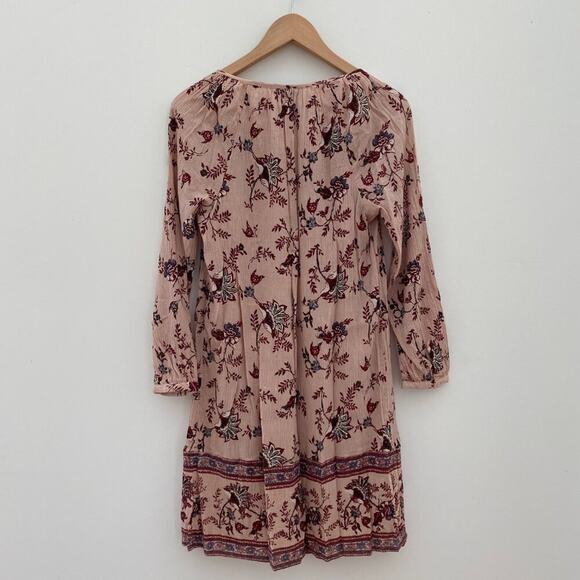 Lucky Brand Boho Floral Peasant‎ Dress Rose Long Sleeve Casual Chic Small - Picture 7 of 14
